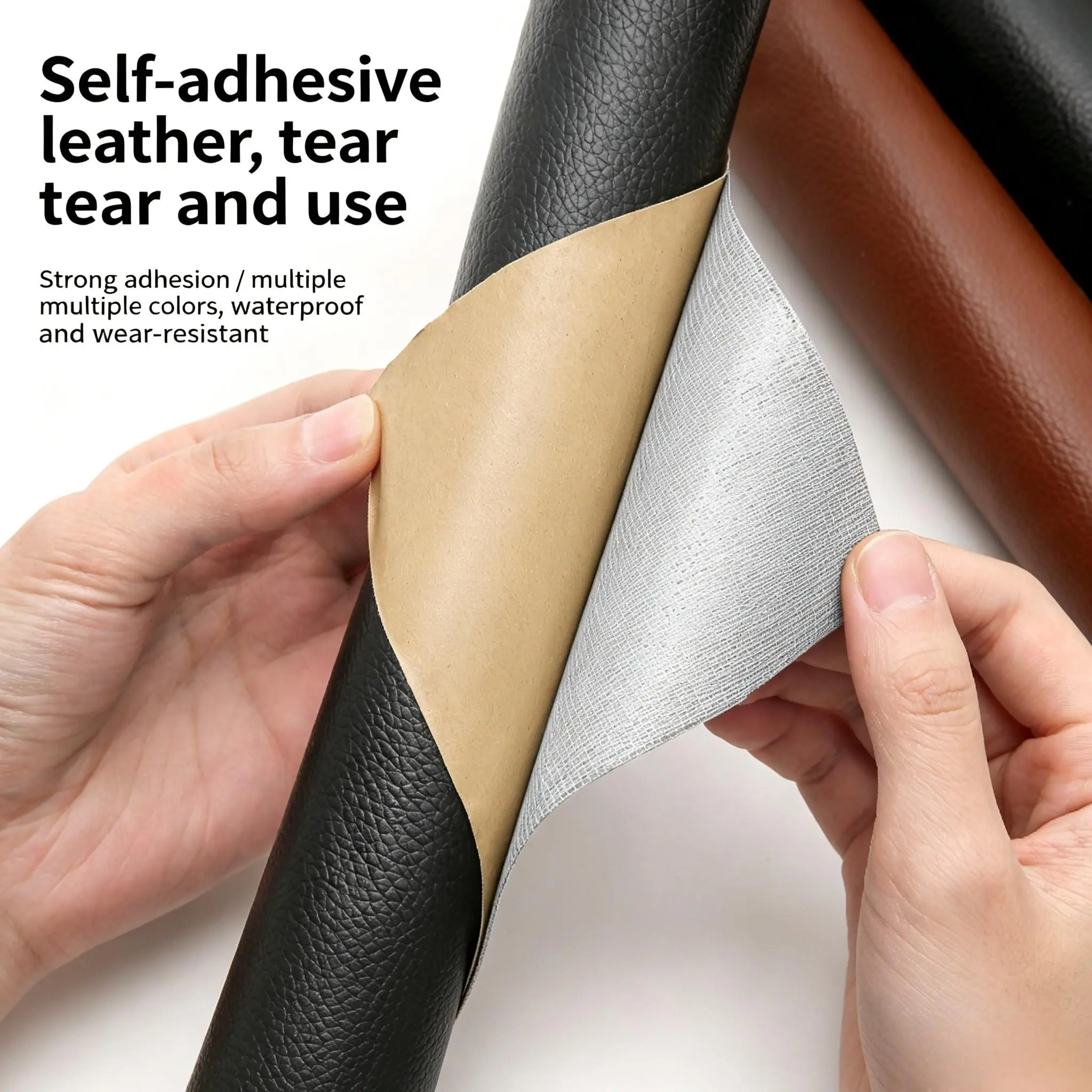 Leather Repair Patch Self Adhesive 12"X53"(30cmX135cm) Leather Stickers for Car Seats Black Faux Leather Fabric for Upholstery Vinyl Seat Tape for Furniture, Couch Patch Kit for Cars Interior