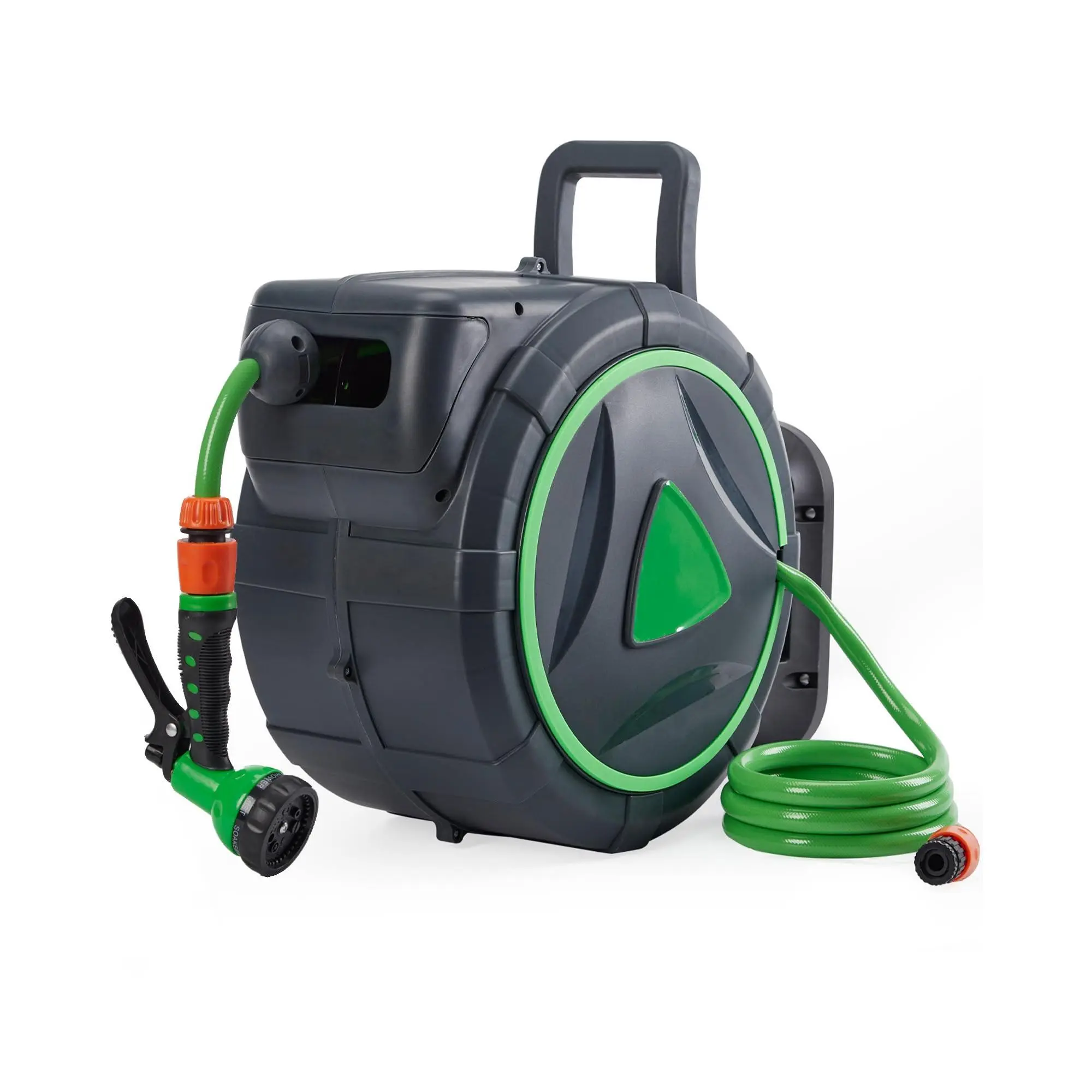 Garvee Retractable Garden Hose Reel 1/2in x 100ft, Wall Mounted Auto Rewind