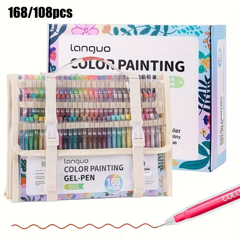 168 Colors Large Capacity Acrylic Gel Pens 0.6Mm for Painting, Drawing, School Writing, And Art Craft Supplies