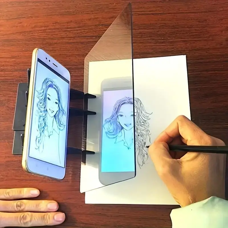 Transparent Drawing Board & Portable Projector Tool, Creative Multi-Functional Phone Stand for Teens, Party Games Easter Gift, No Power Needed