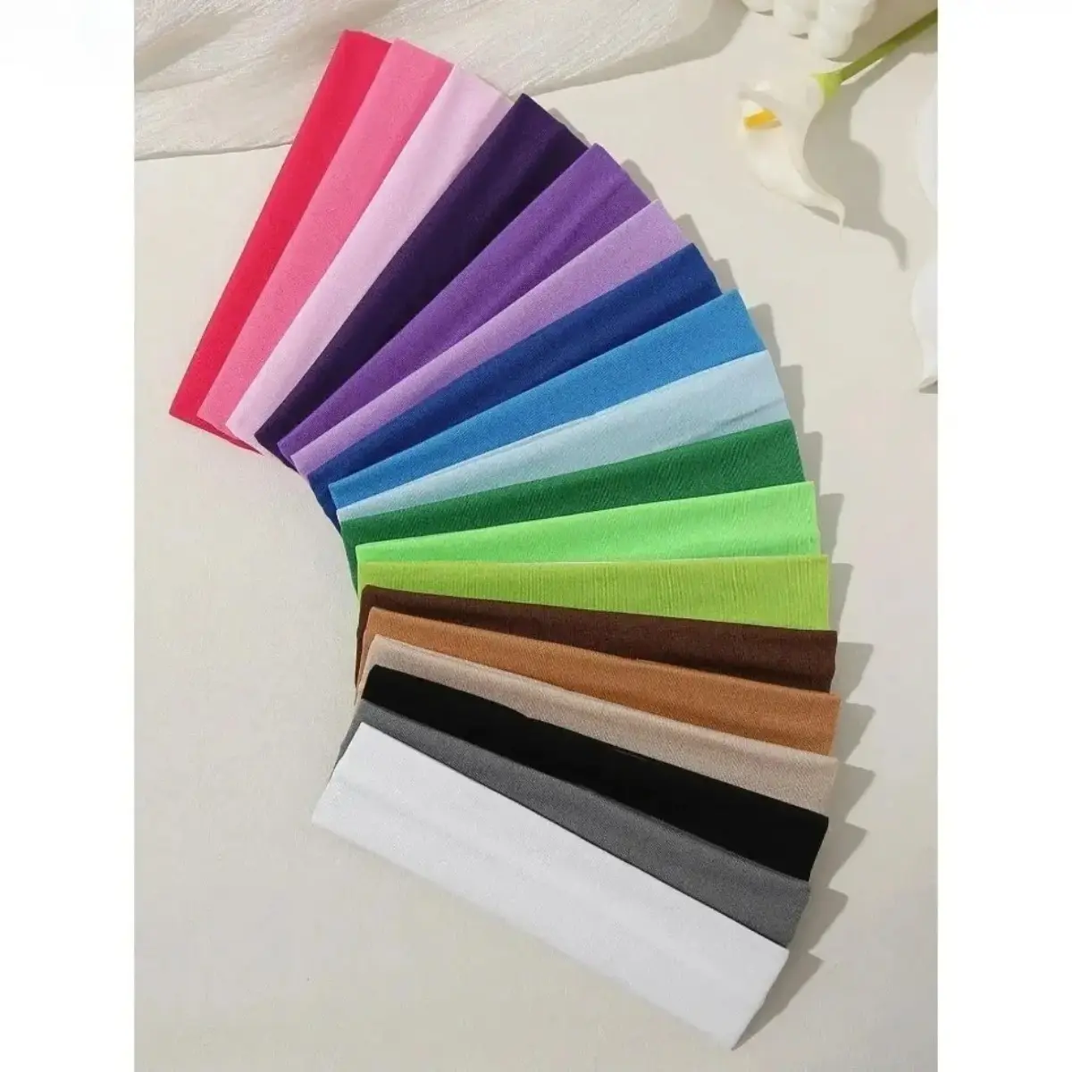Women's 18-Piece Multicolor Elastic Sports Headbands - Sweat-Wicking Non-Slip Stretch Hair Bands, All-Season Fitness Accessories for Yoga & Running
