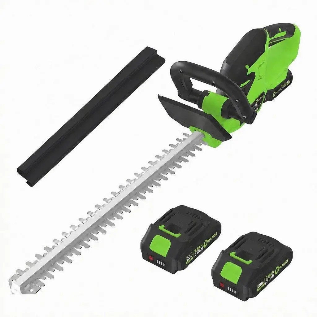 【Garvee】Cordless Hedge Trimmer – 22-Inch Battery Powered with Dual Action Blades, Brushless Motor, 3000 SPM – Includes 2 Batteries & Charger – for Shrubs, Hedges & Garden – Green