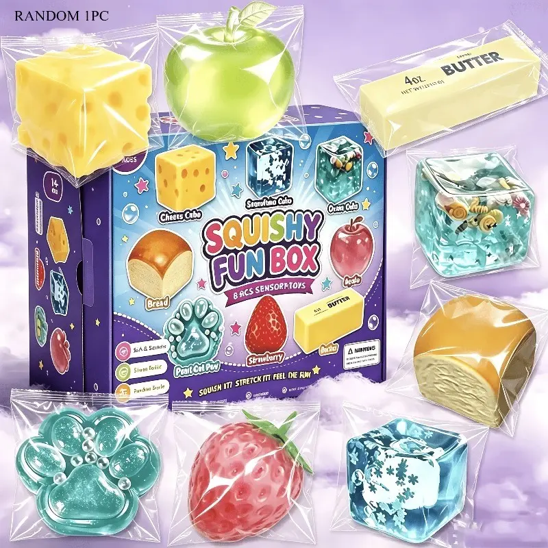 8-Pack Party Pets, Assorted Kids Party Gifts, Birthday Party Supplies, Soft Gel Toys, Squishies, Slow-Return Compression Toys, Classroom Rewards, Halloween Gift Filler, Christmas Gifts, Holiday Party Supplies