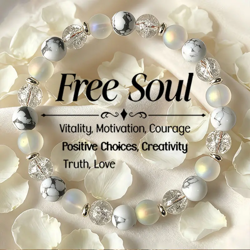 1pc Natural Moonstone Turquoise Bracelet, Symbolizing Courage, Positive Choices, Creativity, and Love. Handcrafted Elastic Spiritual Jewelry, Suitable for Daily Wear All Year Round. A Perfect Unisex Accessory, an Ideal Gift for Family and Friends