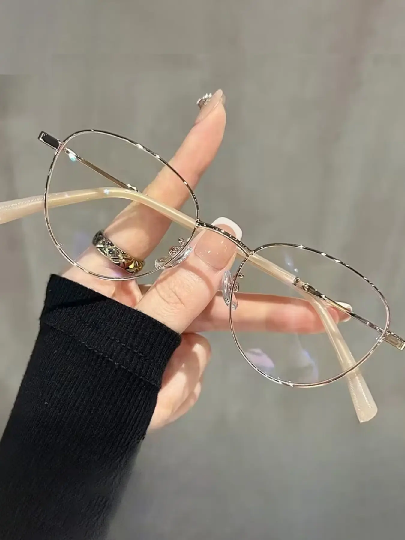 Cat Eye Elegant Blue Light Blocking Metal Frame Reading Glasses for Women, Fashionable High-End Frame, All Seasons Casual Style