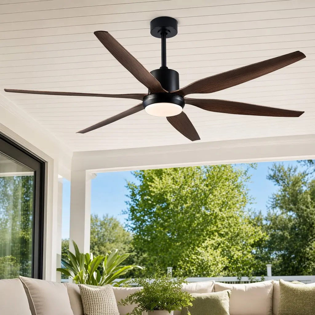 ARCH 54-Inch Round Outdoor Ceiling Fan with Light Kit, Wet Rated Water Resistant, 5 ABS Blades, 6-Speed DC Motor, 3CCT Adjustable Dimmable LED, Remote Control, Black Woodgrain Finish, for Porch, Patio, Gazebo,home decor,camping essentials