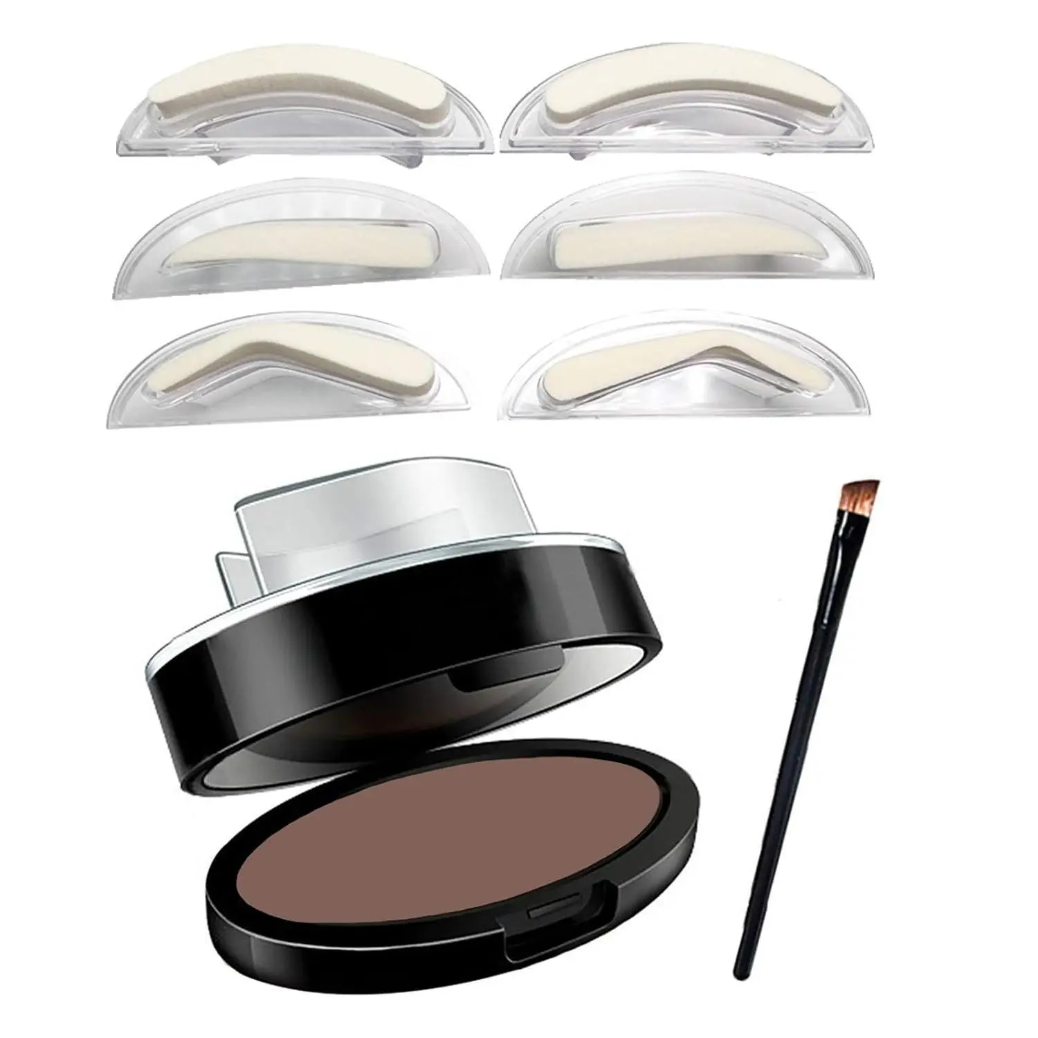 Waterproof Eyebrow Stamp Stencil Kit for Easy Shaping and Defining, Cosmetic Makeup Powder with 3 Stencil Shapes for Beginners, Light Brown, 0.21 oz, Makeup Products, Shading/Defining,sunscreen,back to school