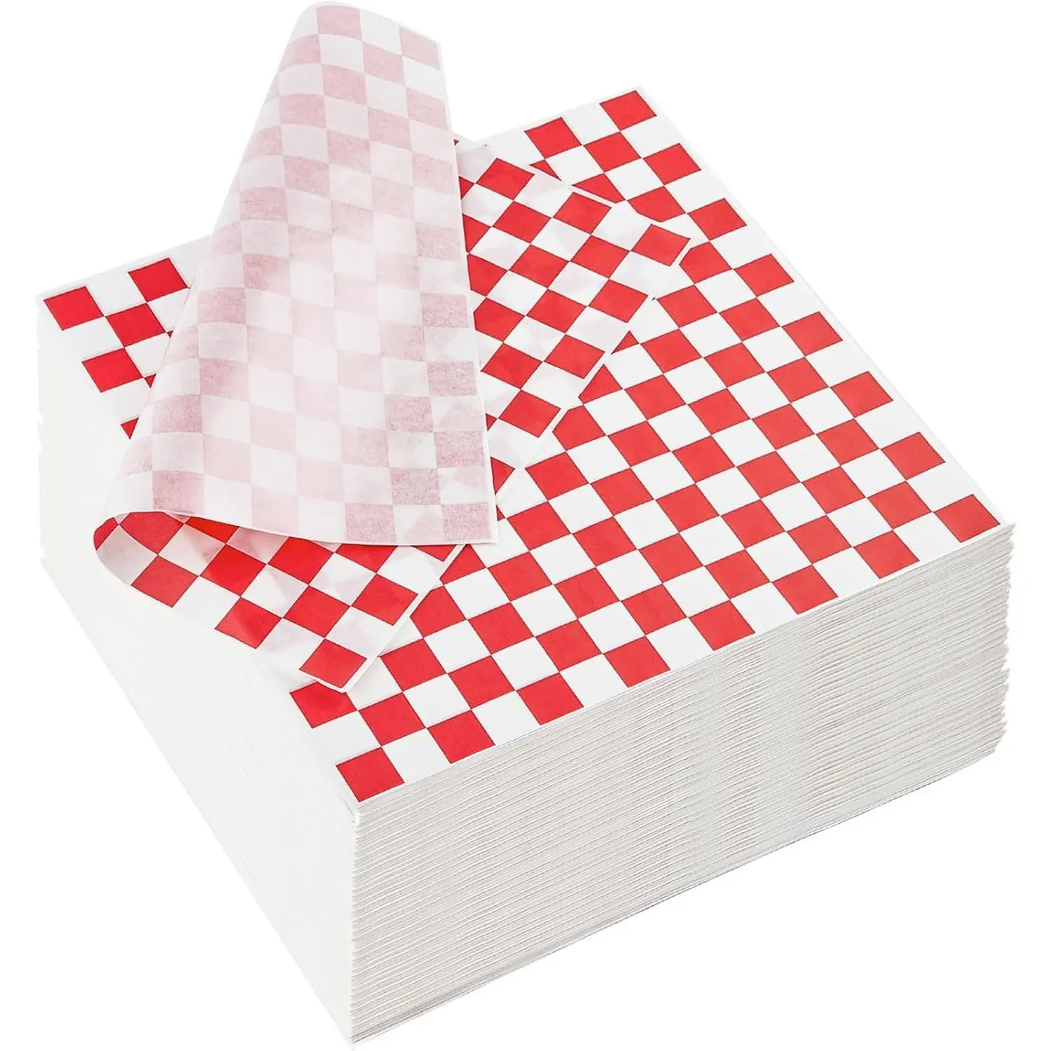 500 Sheets Red and White Checkered Deli Paper, 12 x 12 Inch Grease Resistant Food Basket Liners, Classic Wrapping Paper for Sandwiches, Hamburgers, Hot dogs, Fast Food