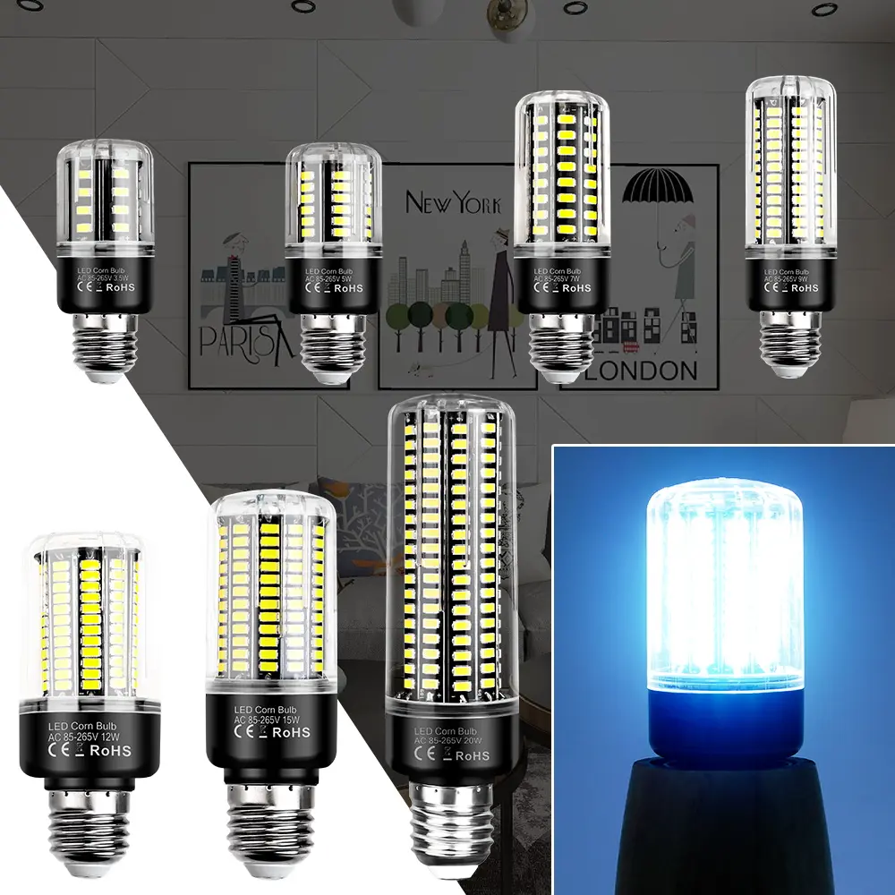 30W E27 LED Corn Light AC85-265V Recessed Bright Candle Lamp Bedroom Living Room Office Kitchen Study Bathroom Decoration Decorative Lights Chandelier Eye Protection Home Lighting Cool White 3.5W/5W/7W/10W/15W/20W/25W