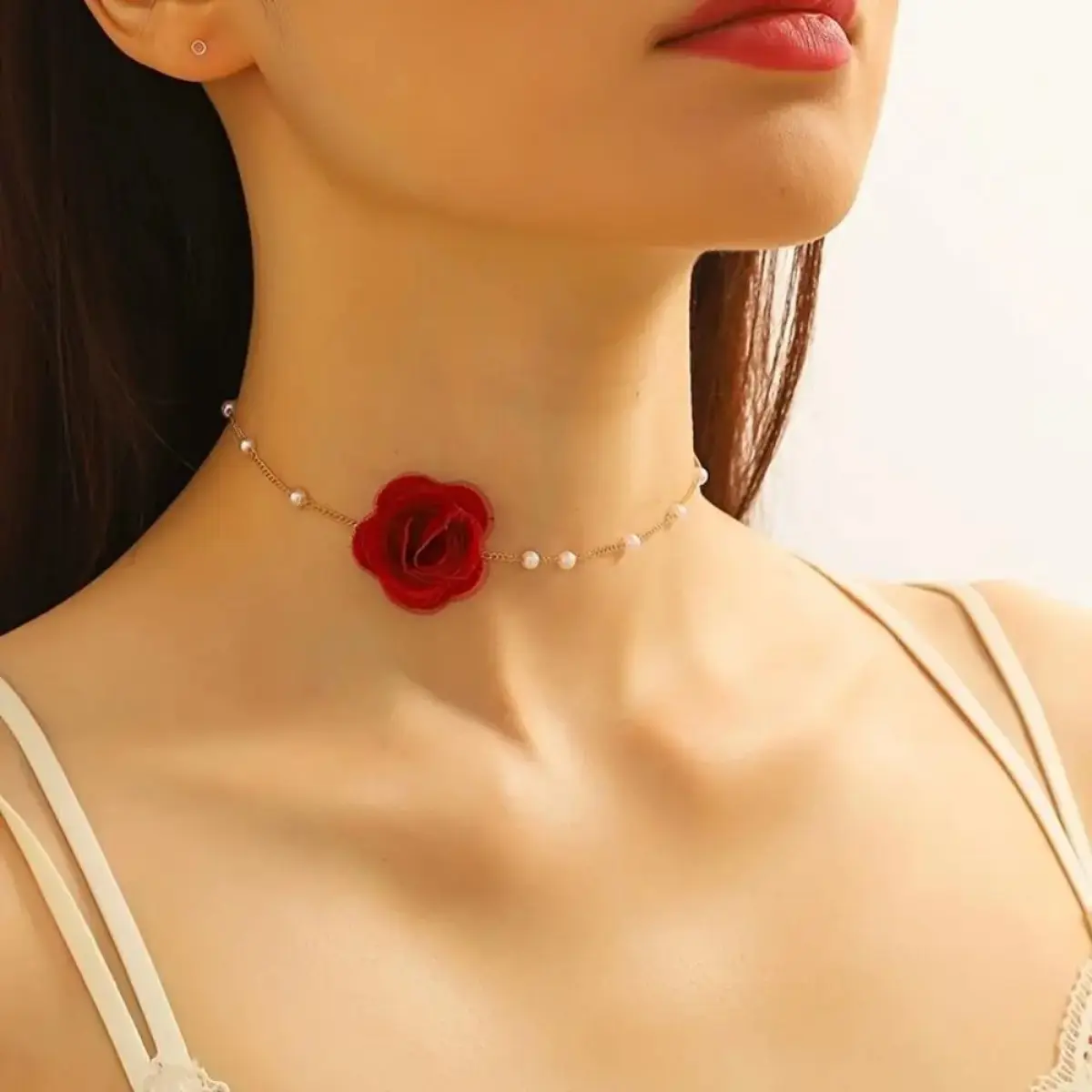 Pearl Choker & Floral Necklace – Acrylic Blossom Ensemble & Luminous Pearl Motif, Viral TikTok Coquette Aesthetic & Spring Garden Core Trend, 18K Gold-Plated Lightweight & Secure Accessory for Daily Wear, Party Styling, Wedding Celebration & Gift