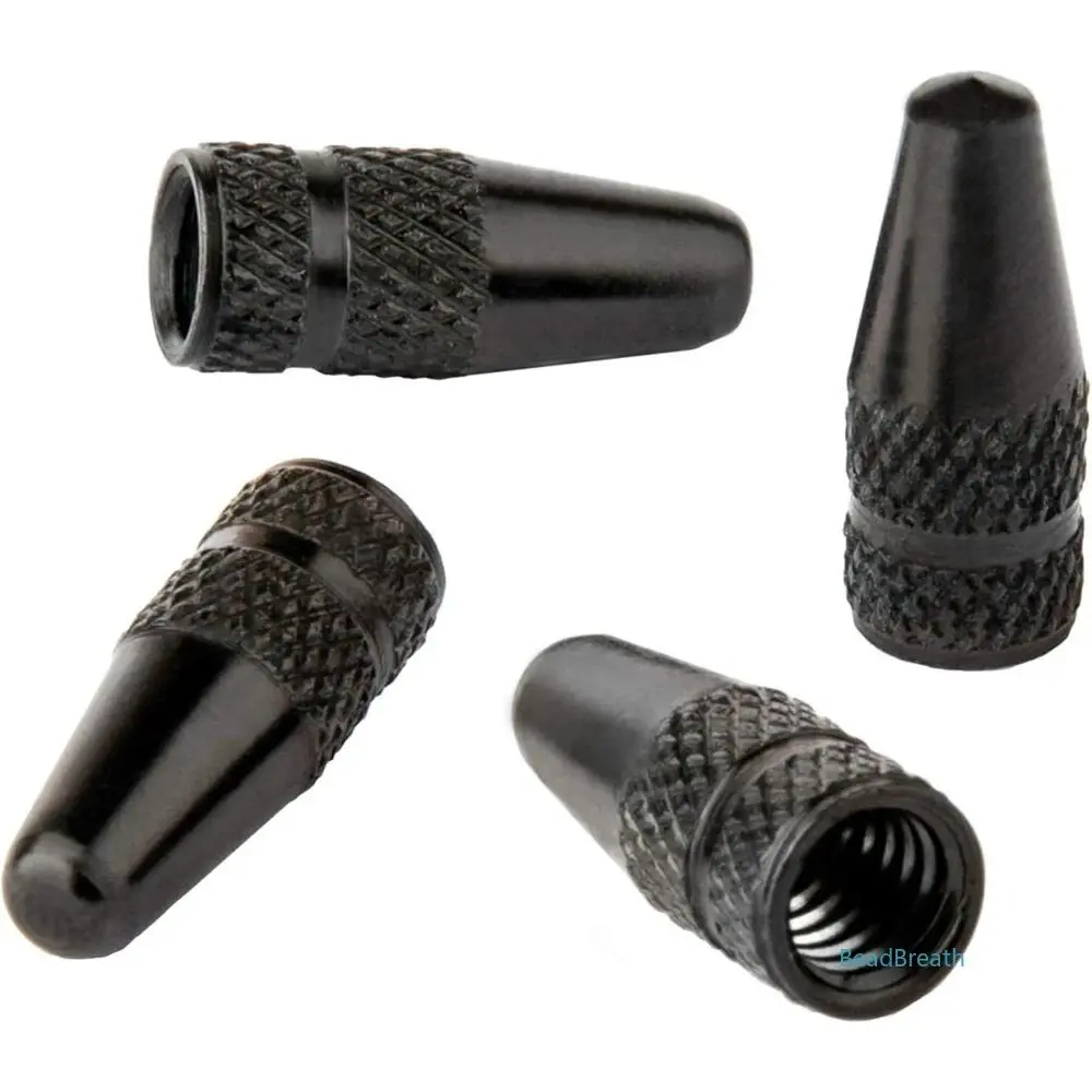 Anodized Presta Valve Caps, 4-Pack with Fun Creative Patterns - Rocket & Hamburger Styles for Bikes, Universal Size, Dustproof & Corrosion Resistant