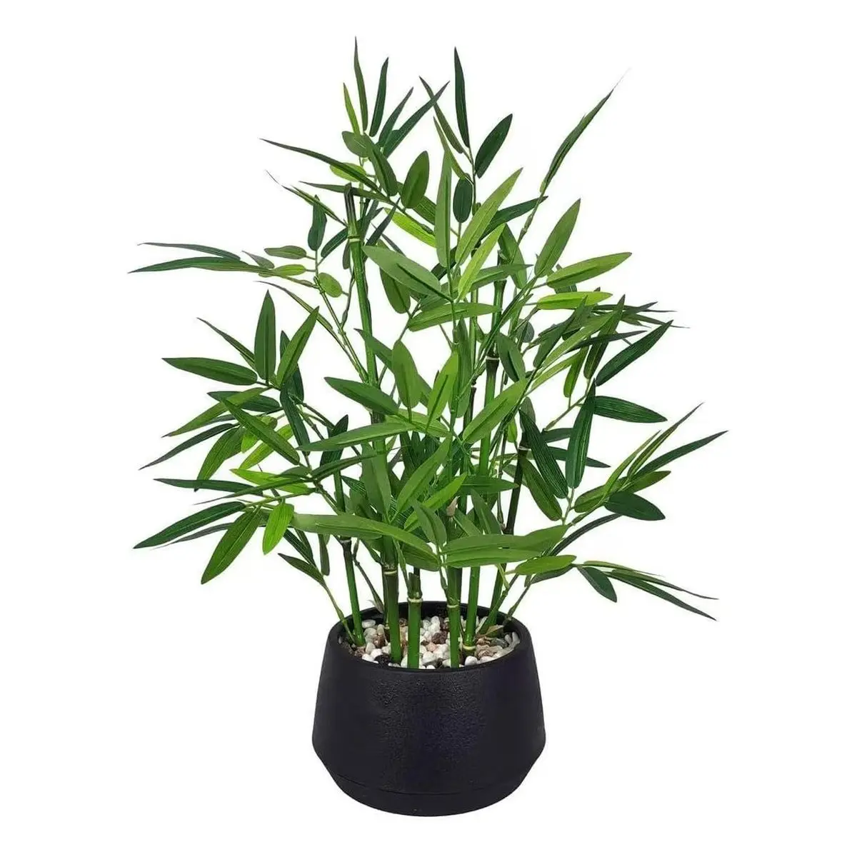 18-Inch Plastic Decorative Faux Bamboo Plant in Black Pot, Polyester Faux Plant for Home Office Indoor Countertop Decor, Counter Top