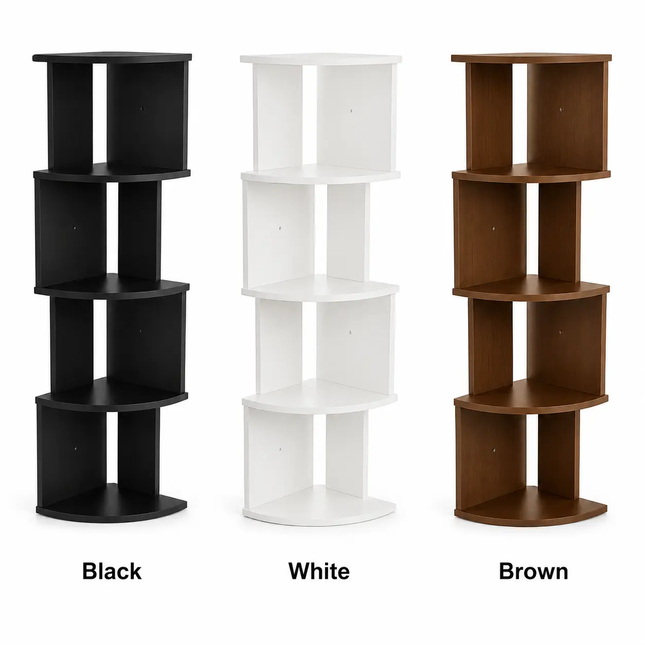 5 Tier Floating Corner Wall Shelves, Wooden Wall Mount Corner Display Rack, Space Saving Corner Storage Organizer for Bedroom Living Room Bathroom Decor