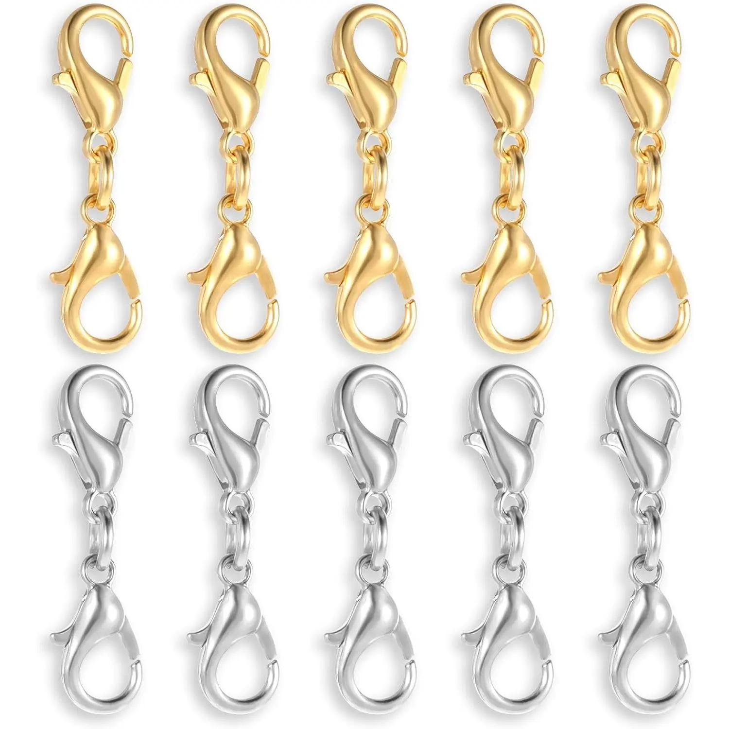 10 count Double Lobster Clasp Necklace Chain Extenders Bracelet Clasp Connector   Lobster Claw Clasps Double Opening  Clasps for DIY  Making