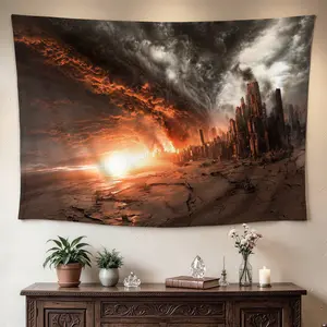 Premium Purple Galaxy Moon Cityscape High Quality Wall Art Tapestry  Modern Home Decor Experience  HD Print Lightweight Durable For Living Room Bedroom Dorm Background Wall