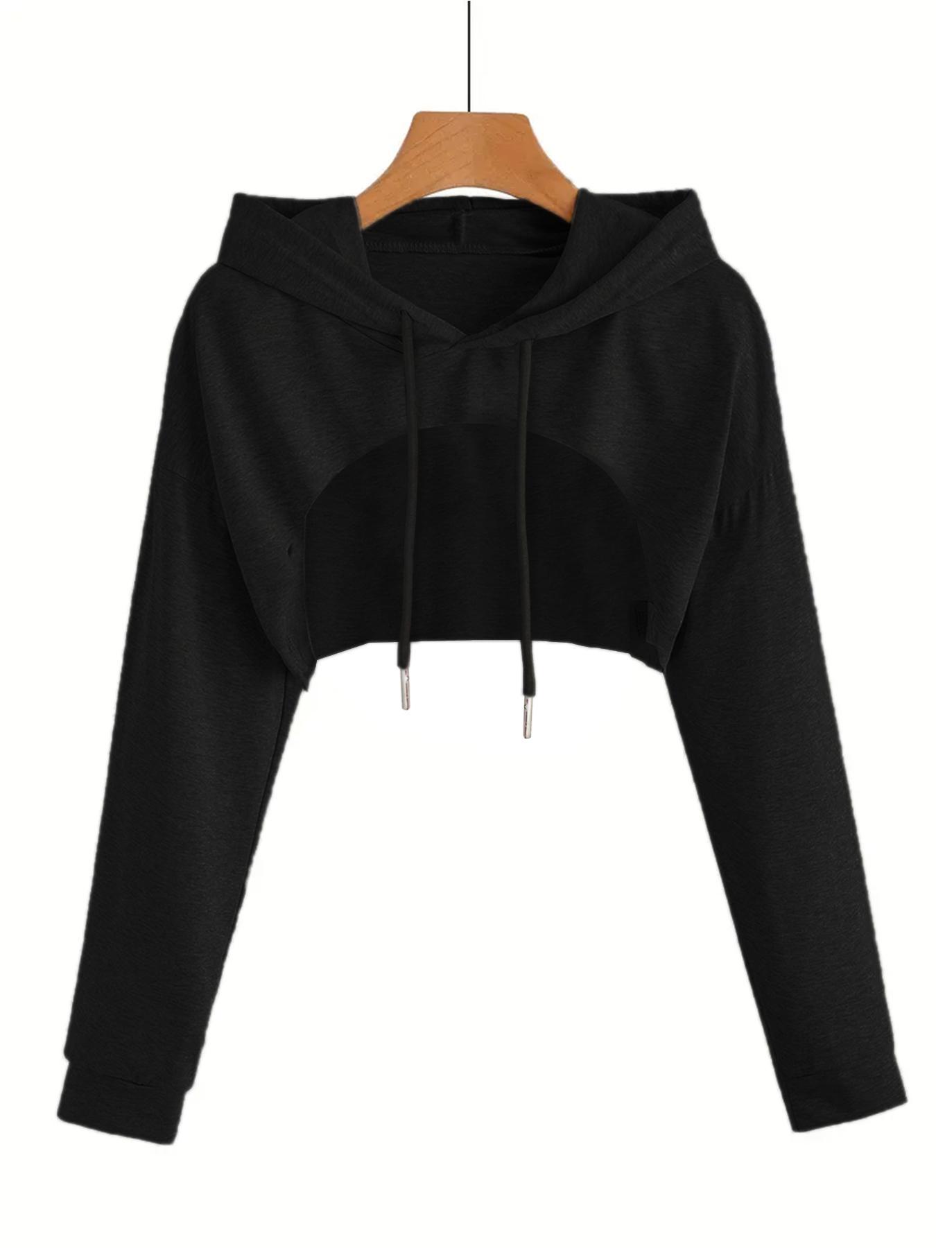 Women's Short Hooded Sweatshirt, Casual Loose-Fit Pullover, All Seasons Wear, Versatile Layering Piece