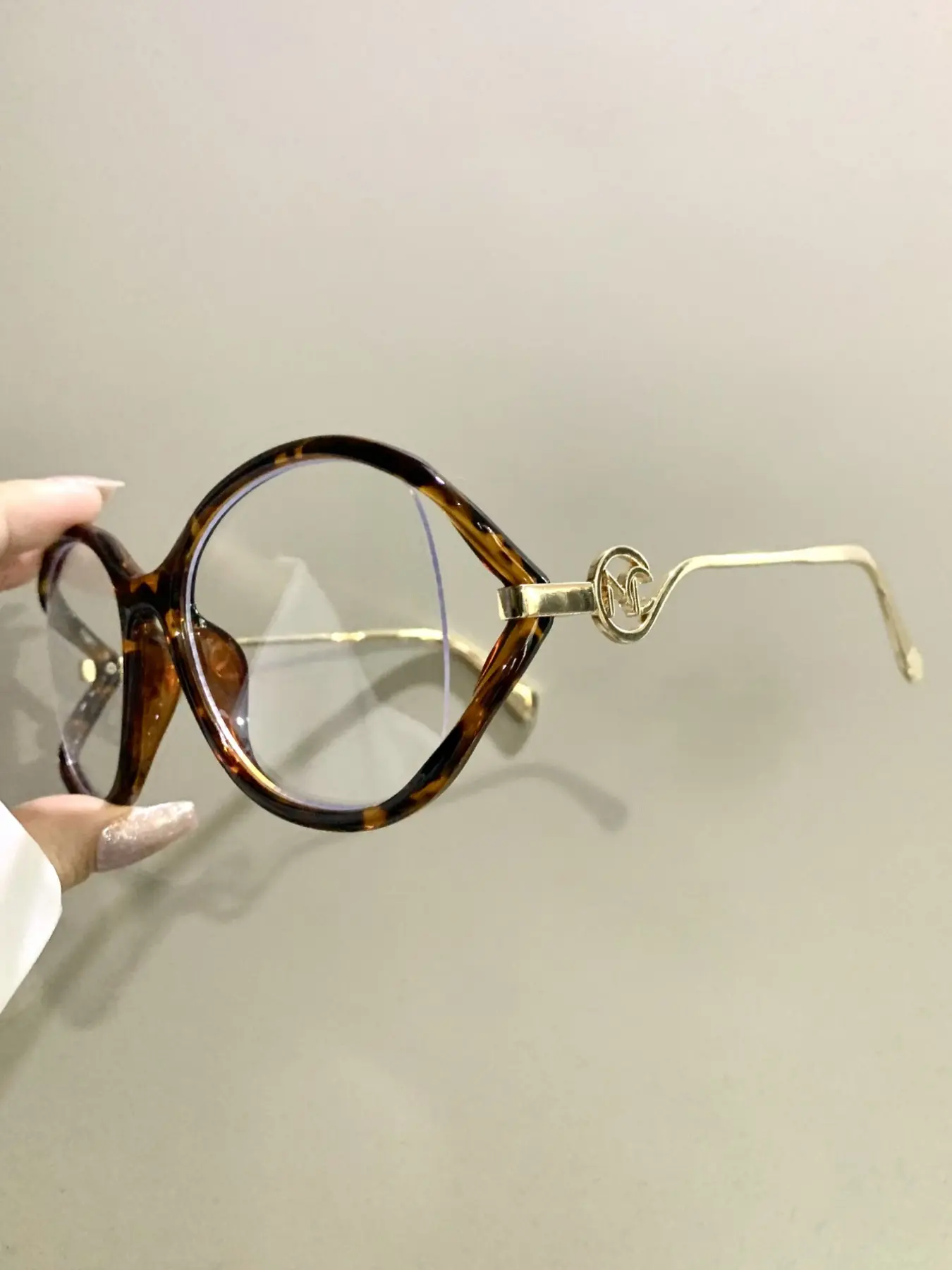 Fashion Retro Large Oval Frame Glasses, Trendy Frames, Trendy Novel Metal Frame Legs Eyeglasses, Unisex Eyewear for Women and Men