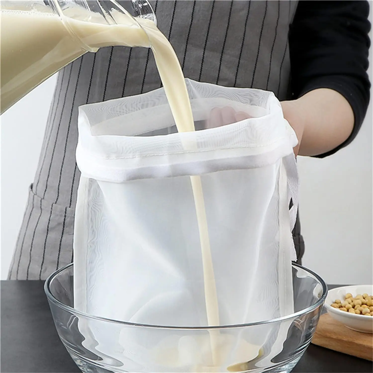 White Nut Milk Bag  Cheesecloth Bags For Straining Almond Soy Milk Strainer For Cold Brew Coffee   Juice Fine Nylon Mesh Cheese Cloth  Strainers