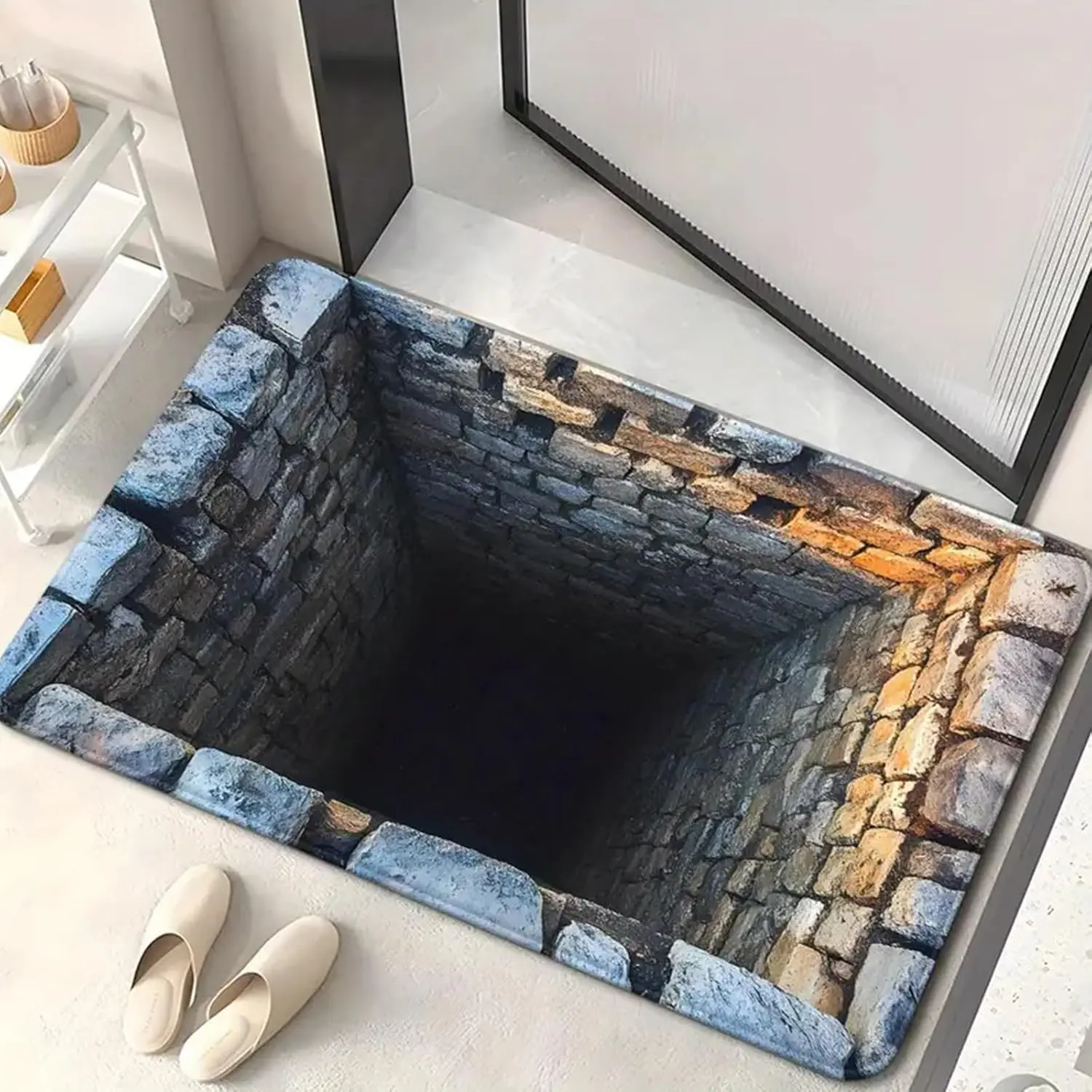 Optical Illusion Rug, 3D Rugs That Look Like a Hole, 3D Carpet Optical Illusion for Bedroom, Living Room, Porch, Terrace and Entrance Decor Non-Slip 3D Hole Rug,11,15.7 * 23.6in