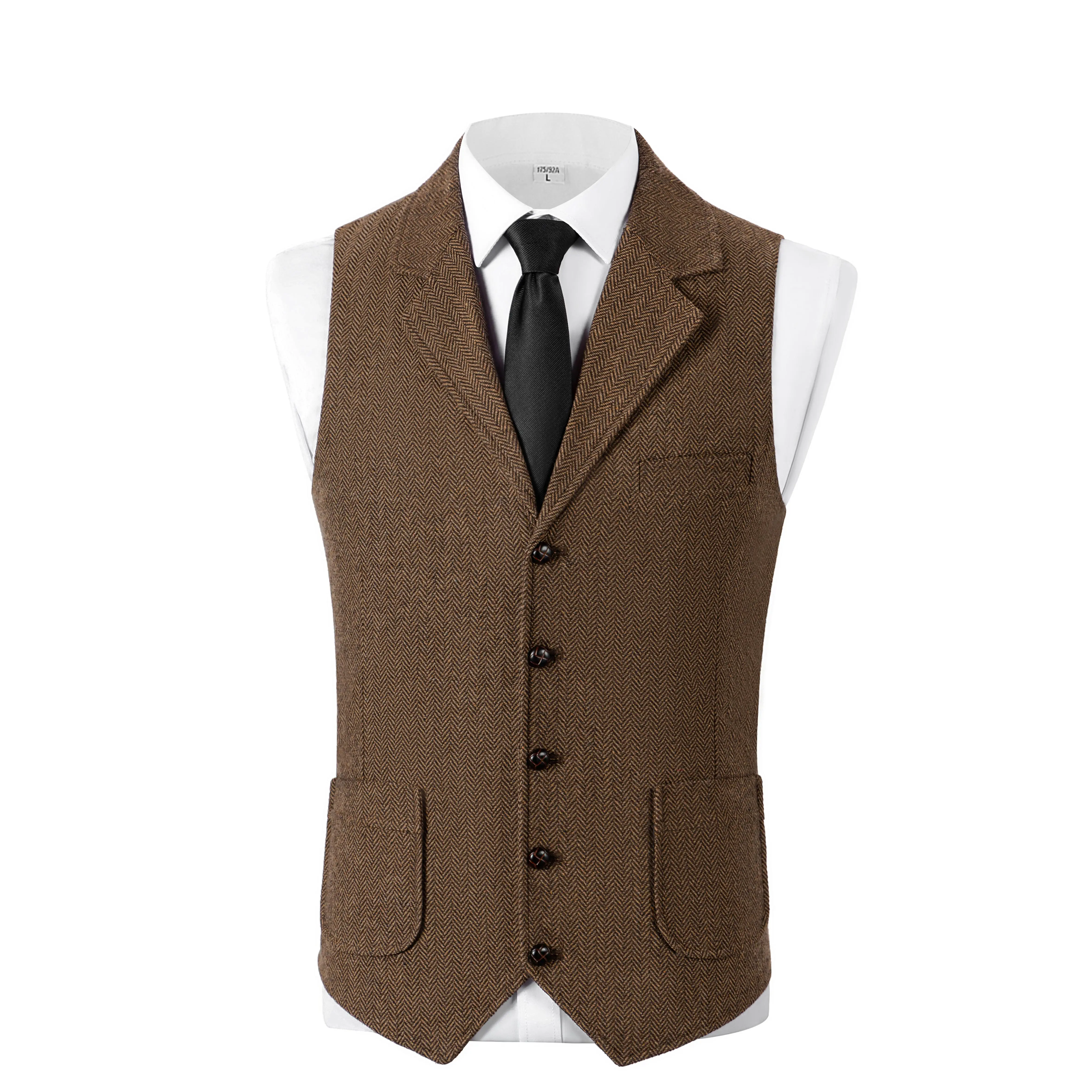 Men's Retro Herringbone Tweed Vest Vintage Design, Perfect for Hunting, Fishing & Casual Business Occasions