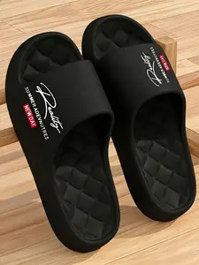 Eva Thick Sole Non-Slip Sandals, Letter Print Home Slippers, Comfortable Bathroom Shoes, Wearable Outdoor Lightweight Sandals