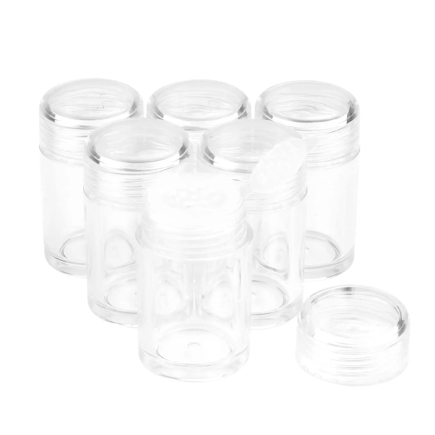 6-Count 10g Plastic Refillable Loose Powder Jars with 12-Hole Sifters & Lids, Modern Home Organizer Storage Containers for Eyeshadow, Concealer Samples (Ideal for Traveling, Business Trips)