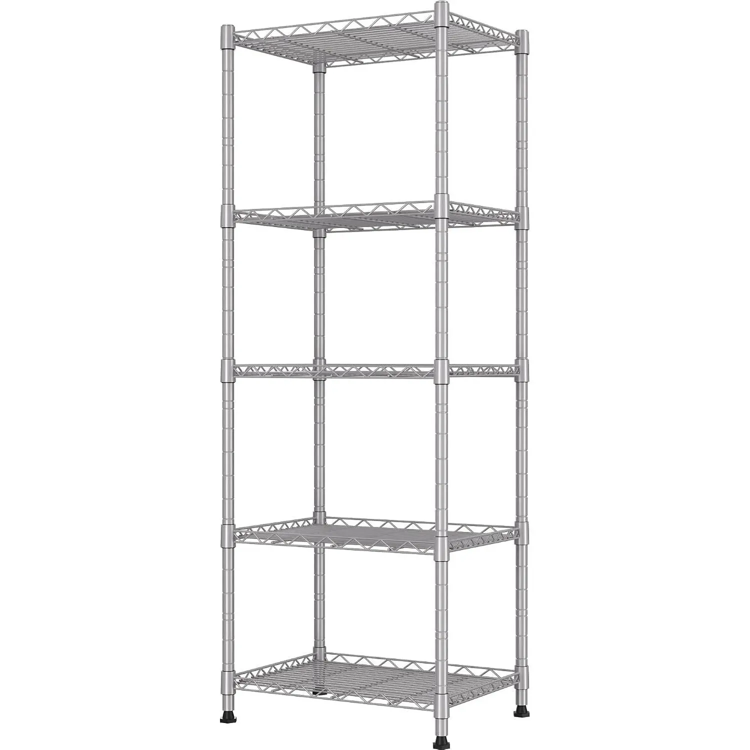 5-Wire Shelving Metal Storage Rack Adjustable Shelves,Standing Storage Shelf Units for Laundry Bathroom Kitchen Pantry Closet(Silver,11.8" D x 16.6" W x 53.5" H)