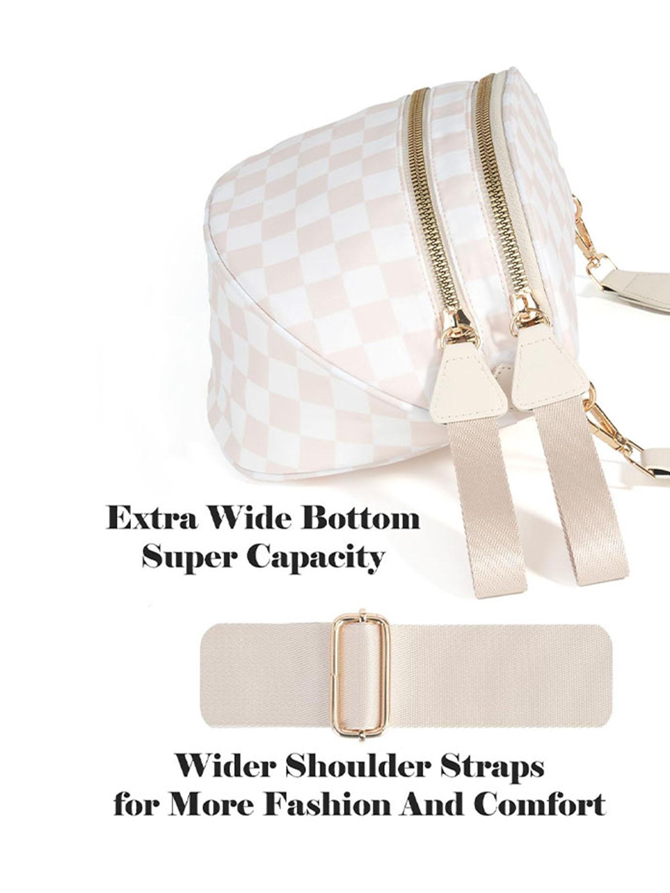 Fashionable Checkerboard Pattern Crossbody Bag, Casual Versatile Zipper Shoulder Bag for Women, Trendy All-match Commuter Bag for Daily Used