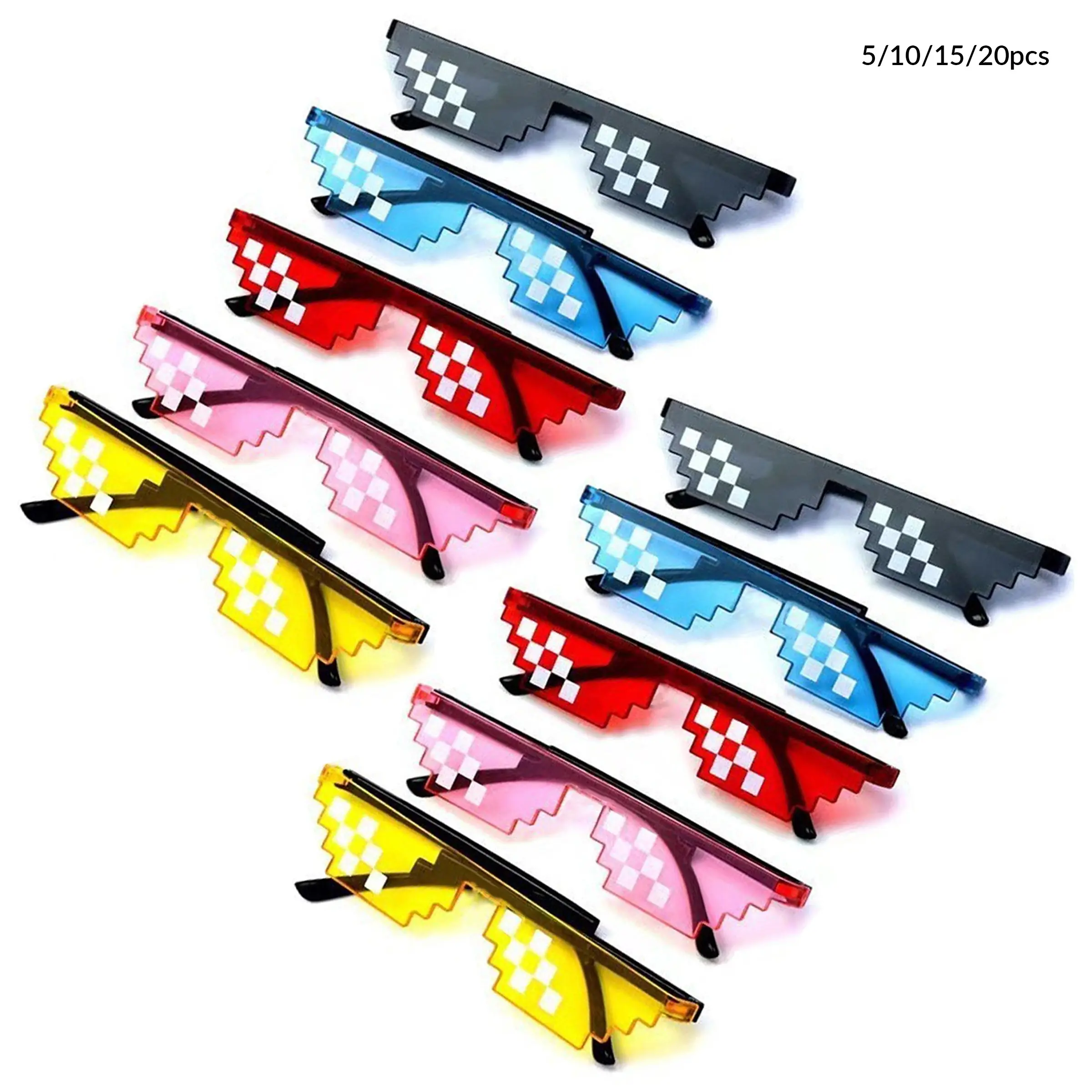 5/10/15/20pcs Party Glasses, Cool Glasses, Funny Glasses for Adults, Women, Men, Fun Glasses Party Pack, Pixel Glasses Party Favors, Pixel Glasses for Party, Wedding, Photo Props, Party Accessories, Party Supply