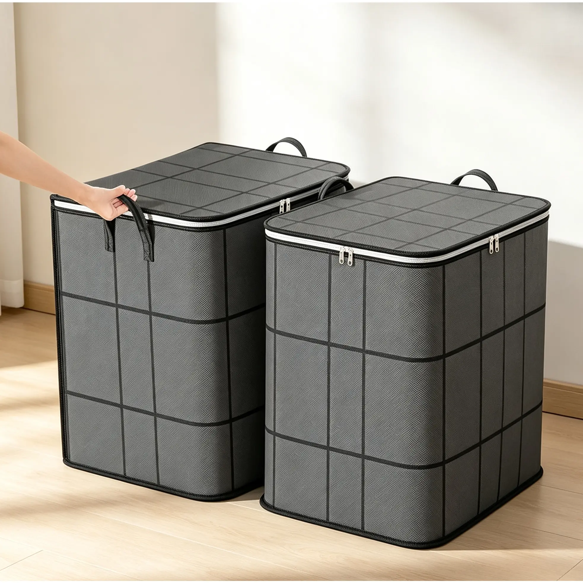 Spacious Moving Storage Bin, Zippered Organizer for Quilts, Bedding & Sweaters, Large Capacity Fabric Bag for Moving Day, Closet & Bedroom Use