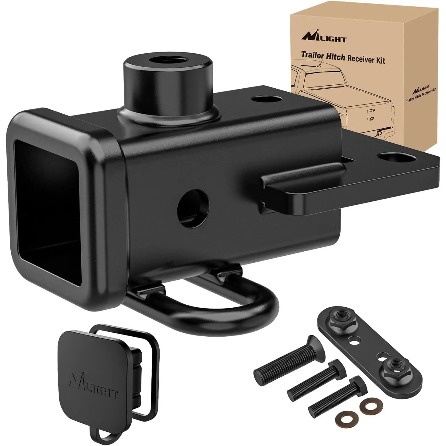 Nilight 2 Inch Rear Trailer Hitch Receiver Class 3 Tow Towing Hitch & Cover Kit for Dodge Ram 1500 2019 2020 2021 2022 2023 2024 2025 with Hitch Cover