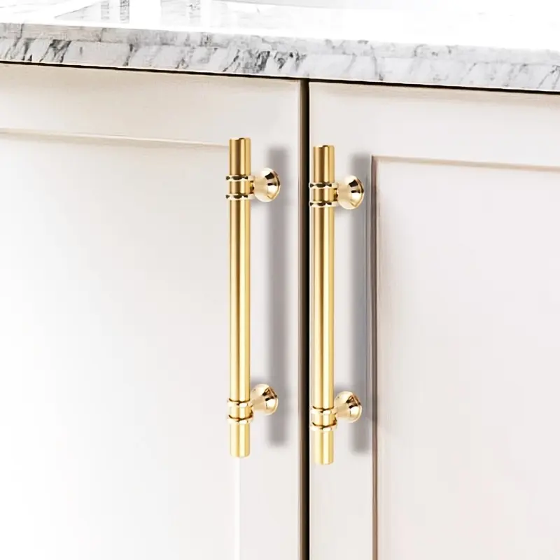 16-Pack Gold Stainless Steel Cabinet Door Handles - Modern Bar Style Closet/Cabinet Hardware, Heavy-Duty Polished Gold Pulls, Easy Installation with Included Screws, for Bathroom, Vanity Doors