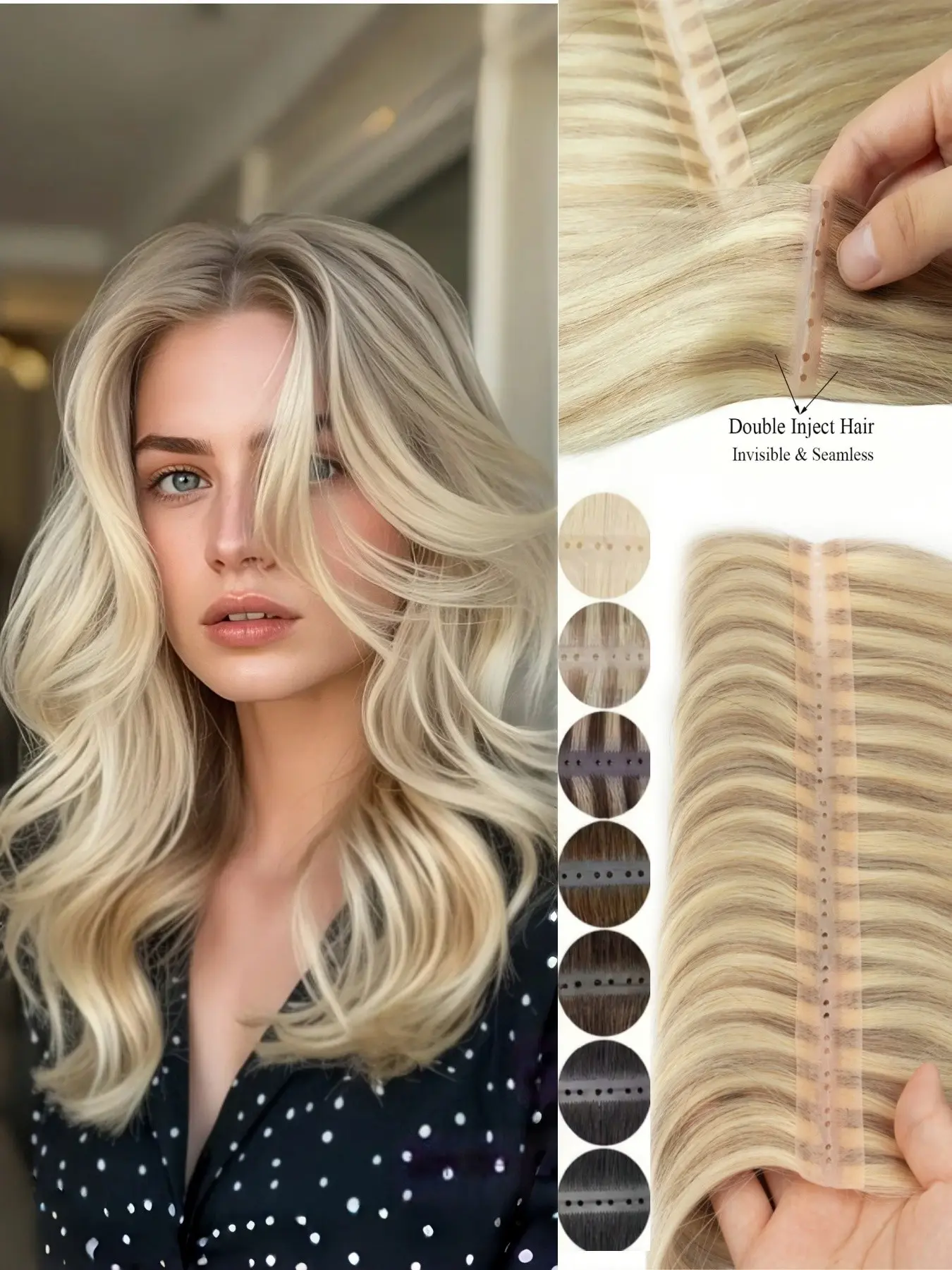 PU Weft Human Hair Extensions Invisible Thin PU Tape Real Human Hair Soft Smooth No Shedding Multiple Colors Lengths Quick Install Thick Hair For Daily Beauty Salon Use Quick Weave Extensions