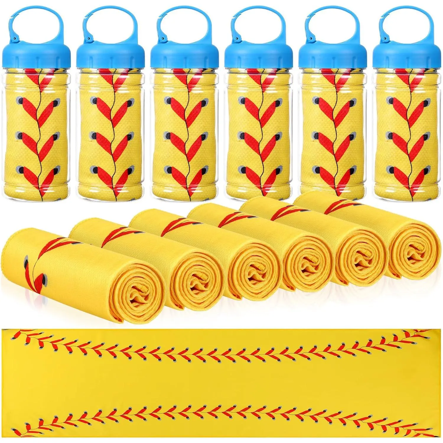 12 Pack Softball Cooling Towels, Softball Ice Towels for Neck, 40"x12" Breathable Chilly Towel with Plastic Container, Microfiber Sport Towel for Players Team Gift Sport Party Favors