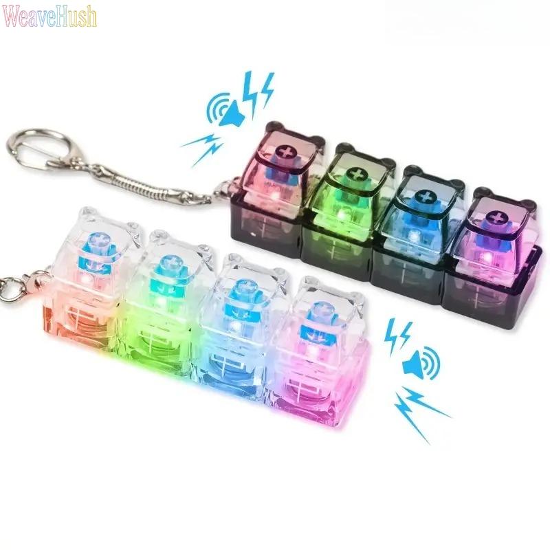 Cute Bear Keycap Fidget Toy with LED Light, Keyboard Clicker Keychain Fidget Toy, Sensory Stress Relief & Anxiety Relief Gadget, Portable Fun Click Keychain for Adults & Teens, Perfect for Stress Decompression, Office, School, Travel and Daily Anxiety Man