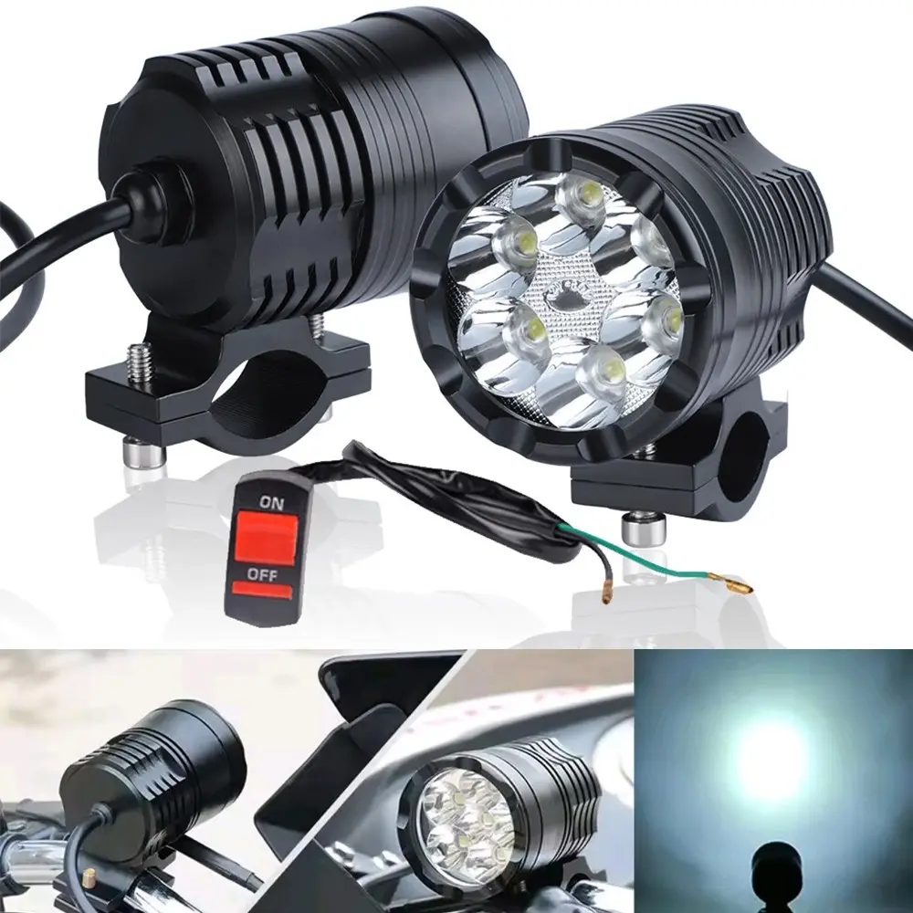 6-Inch Motorcycle LED Headlight, Universal Motorcycle Spot Light, Additional LED Auxiliary High Beam, Motorcycle LED Lighting Kit, LED Headlight Bulb, Motorcycle Lights