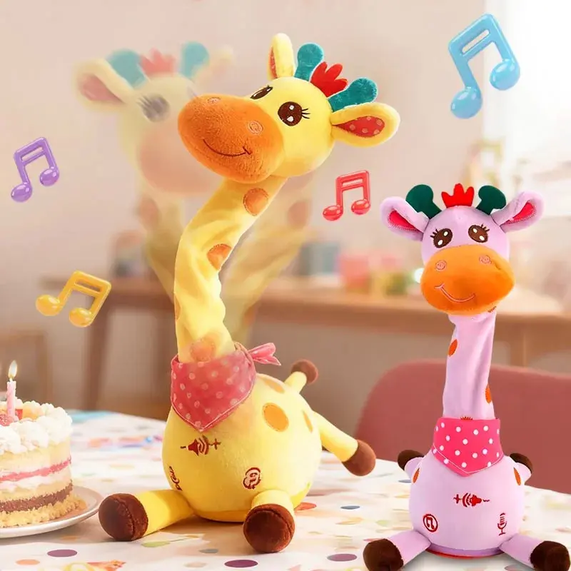 Unisex Soft Plush Animal Theme Giraffe Shape Stuffed Toy - Dancing, Talking, Repeats What You Say, 10 Songs, Adjustable Volume, Swaying, Musical Glowing, 31cm-50cm, for Ages 14+