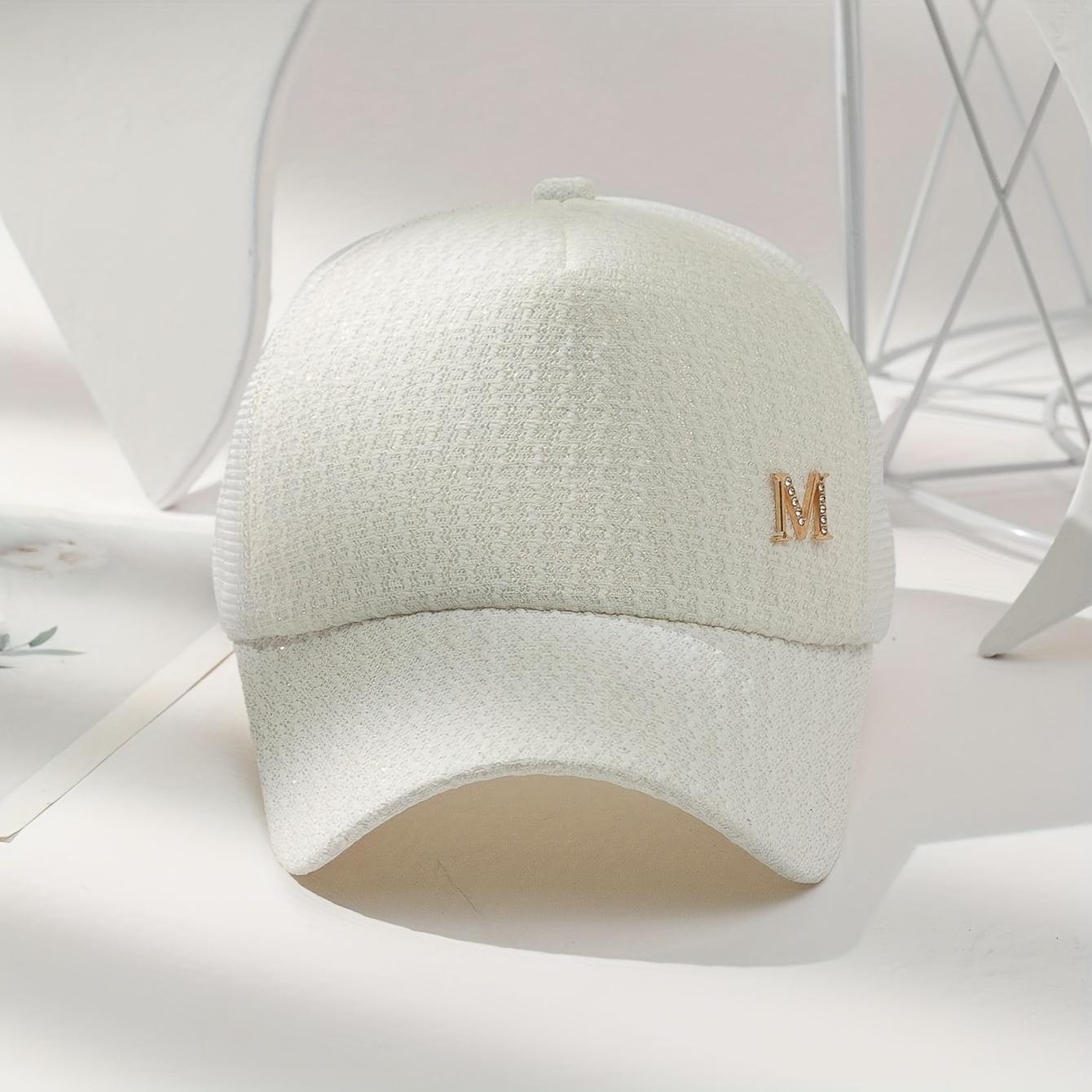 Letter M Decor Baseball Cap Trendy Solid Color Mesh Dad Hats Lightweight Breathable Trucker Hats For Women daily use Spring & Summer