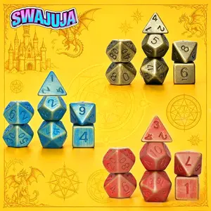 7-Pack Vintage Acrylic D6 Dice Set, Multi-Sided Rpg Dice, Ideal for Role-Playing, Board Games, Family Game Night Essentials