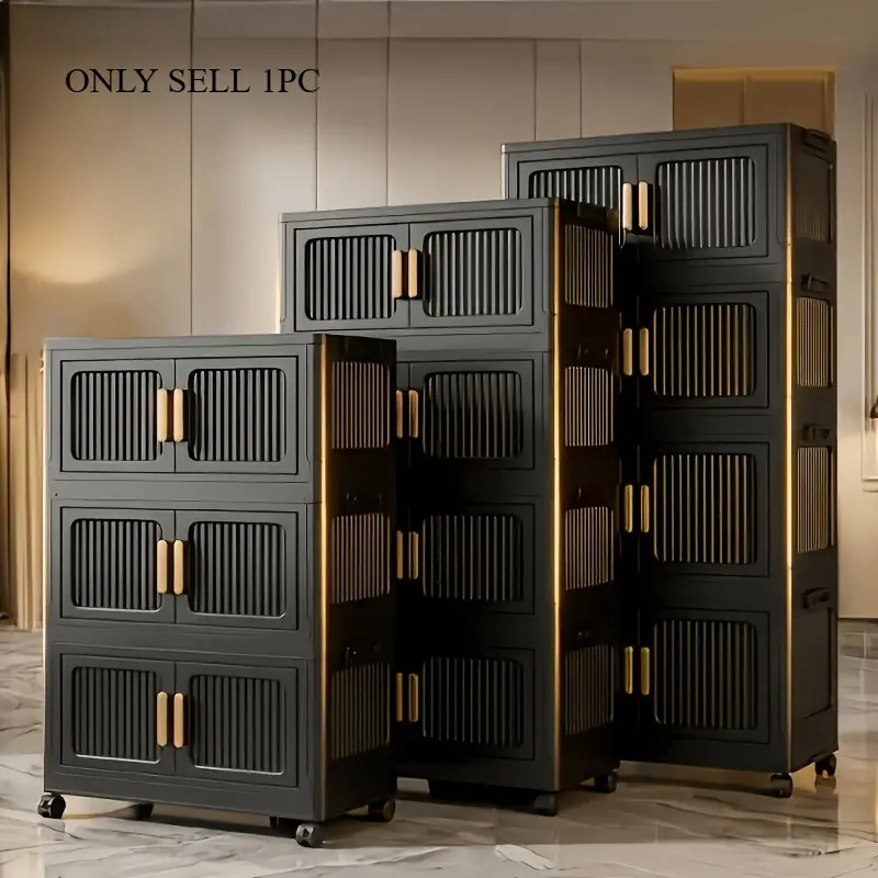 Plastic multi-layer file rack, foldable household storage cabinet, lightweight file storage and organization rack, suitable for indoor daily necessities and file organization, multi-layer foldable file storage cabinet
