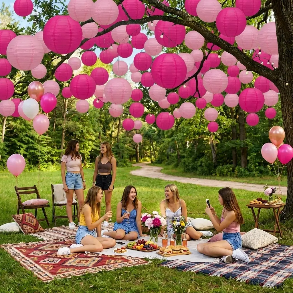 6-Pack 1.8in Bright Round Paper Lantern Set, Indoor Balcony Hanging Decor, Coffee Shop Window Display, Summer Garden Party Decoration