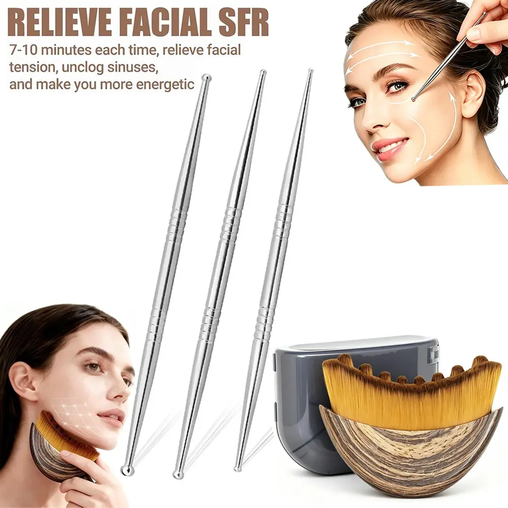 4pcs Massage Tool Set, 3pcs Stainless Steel Acupressure Pens, Meridian Comb, Trigger Point Therapy, Muscle Relief, Unisex Gift, Spa Gift Set