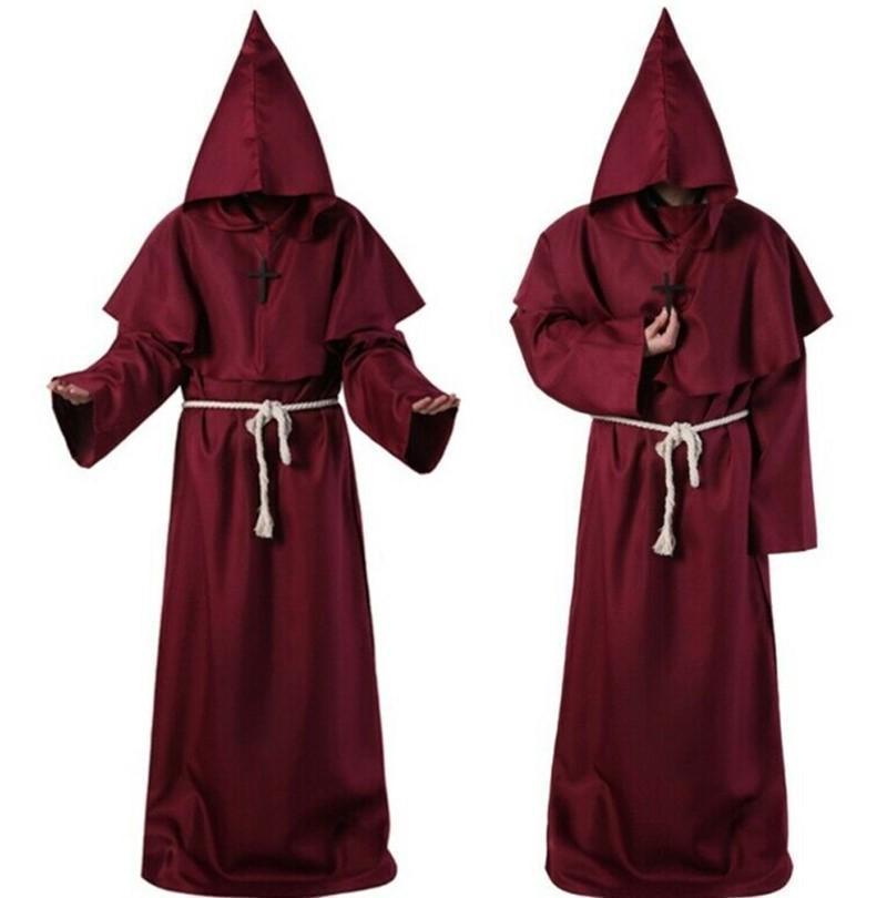 Monk Clothing Ancient Costume Medieval Monk Robe Wizard Clothing Priest Clothing Halloween Cos Costume for Men Women