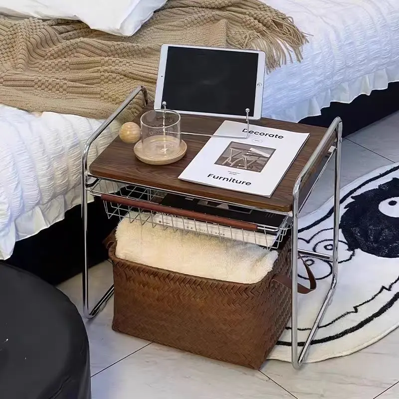 Japanese and Korean style side table, bay window small low table, simple cream-style coffee table for rental housing living room, bedroom nightstand, storage shelf