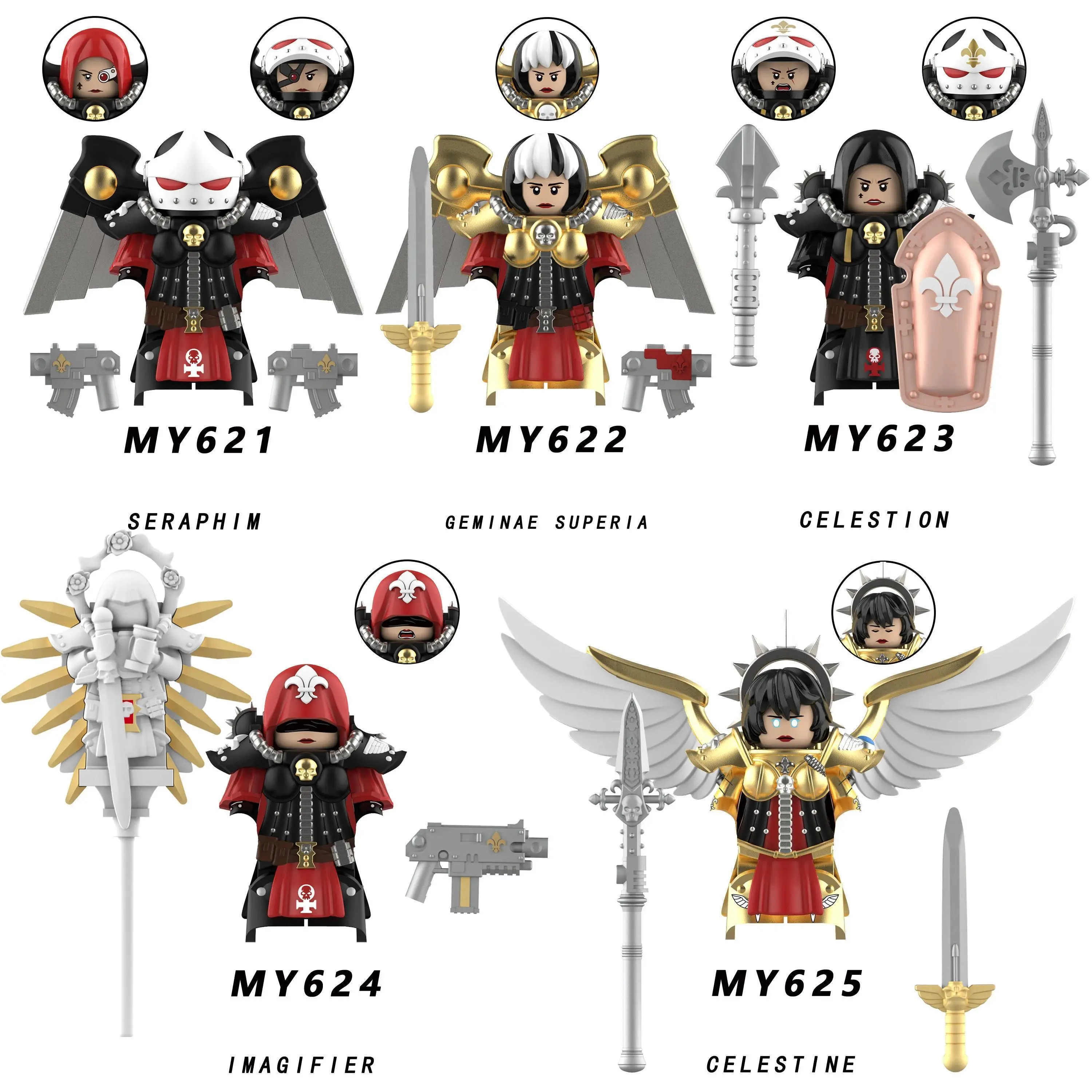 2026 Hot War Angels Ultramarines Templars Imperial Fists Raven Guard Imperial Robot Sniper Seraphim Minifigure Model Building Blocks, Toys for Girls, Christmas Gift for Kids
