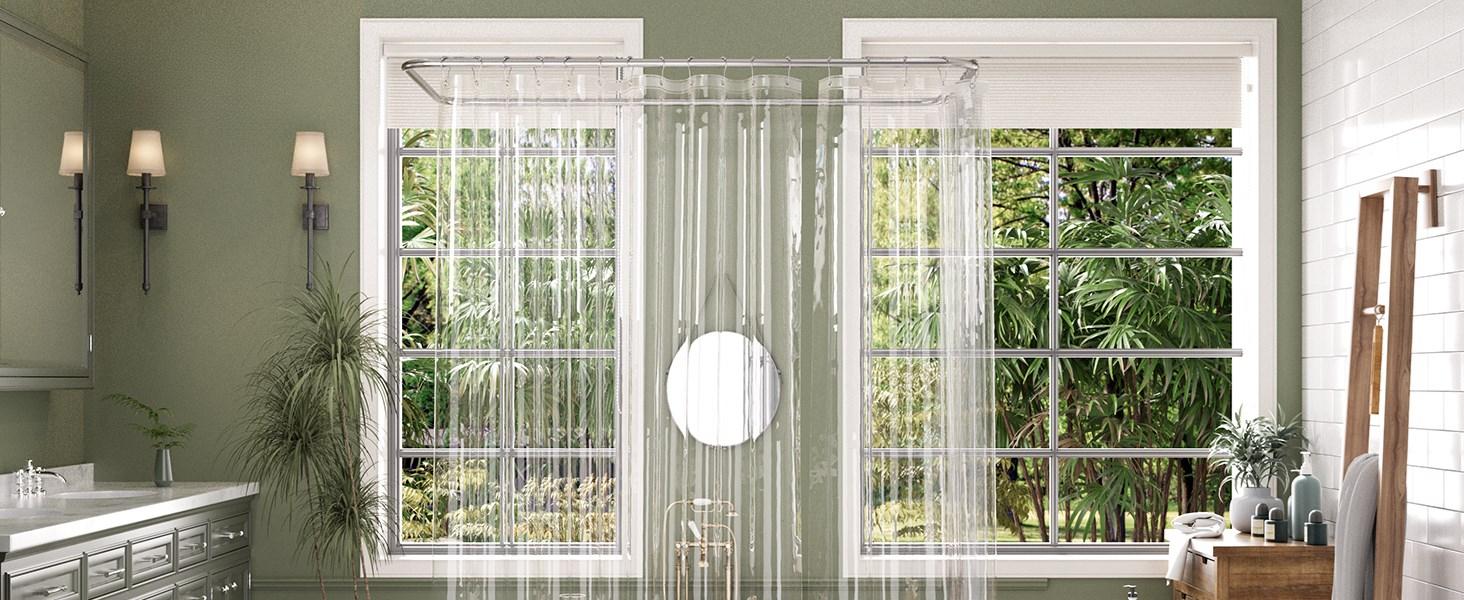 Shower Curtain Liner 2 Pack, 72 x 96 Inches Extra Long PEVA Plastic Shower Liner with 3 Weighted Stones and 12 Rustproof Metal Grommet, Lightweight Waterpr