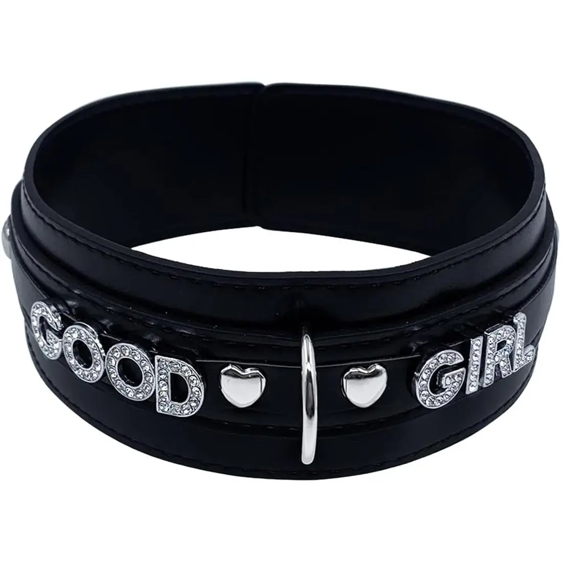 Women  Leather Choker Necklace, Punk Gothic Black  Name Letters  Leash