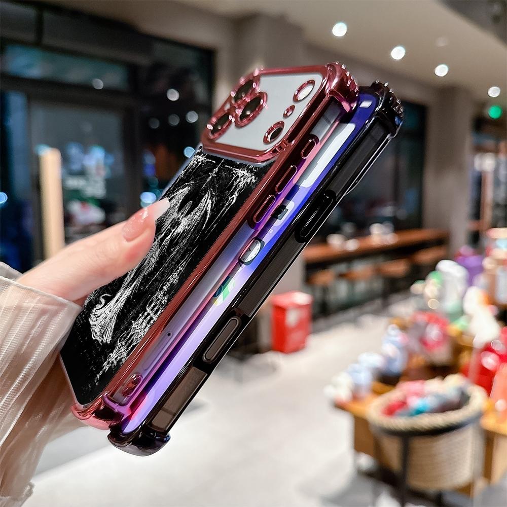 Phone Case for iPhone 17 Pro Max Air 16 15 14 13 12 11 Plus Gothic fallen angels Pattern Four Corner Anti-Fall Phone Case Transparent Electroplated Protective Cover