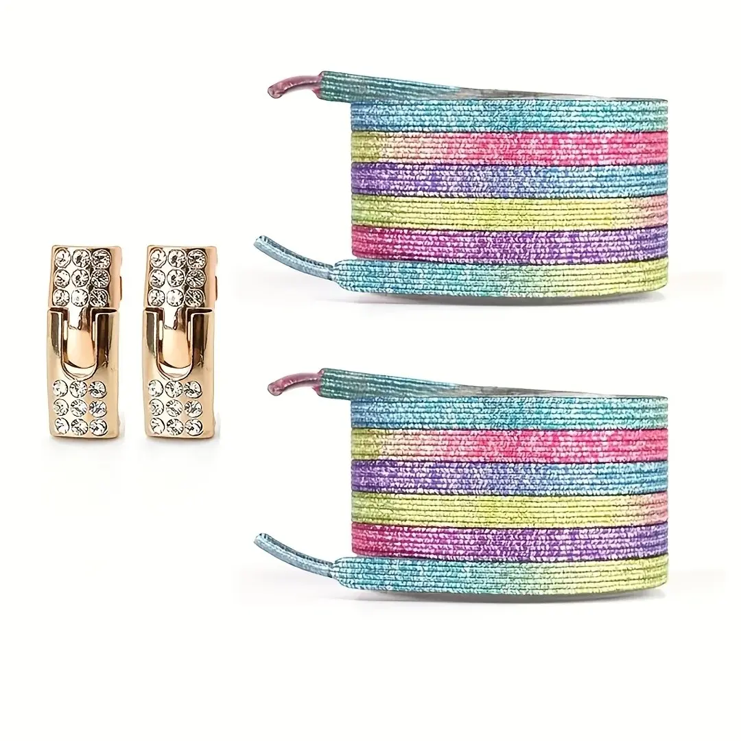 No-Tie Shoelaces with Diamond Buckle, Pearl Elastic Shoelaces, Fashion Lazy Shoelaces for Skate Shoes and Sports Shoes