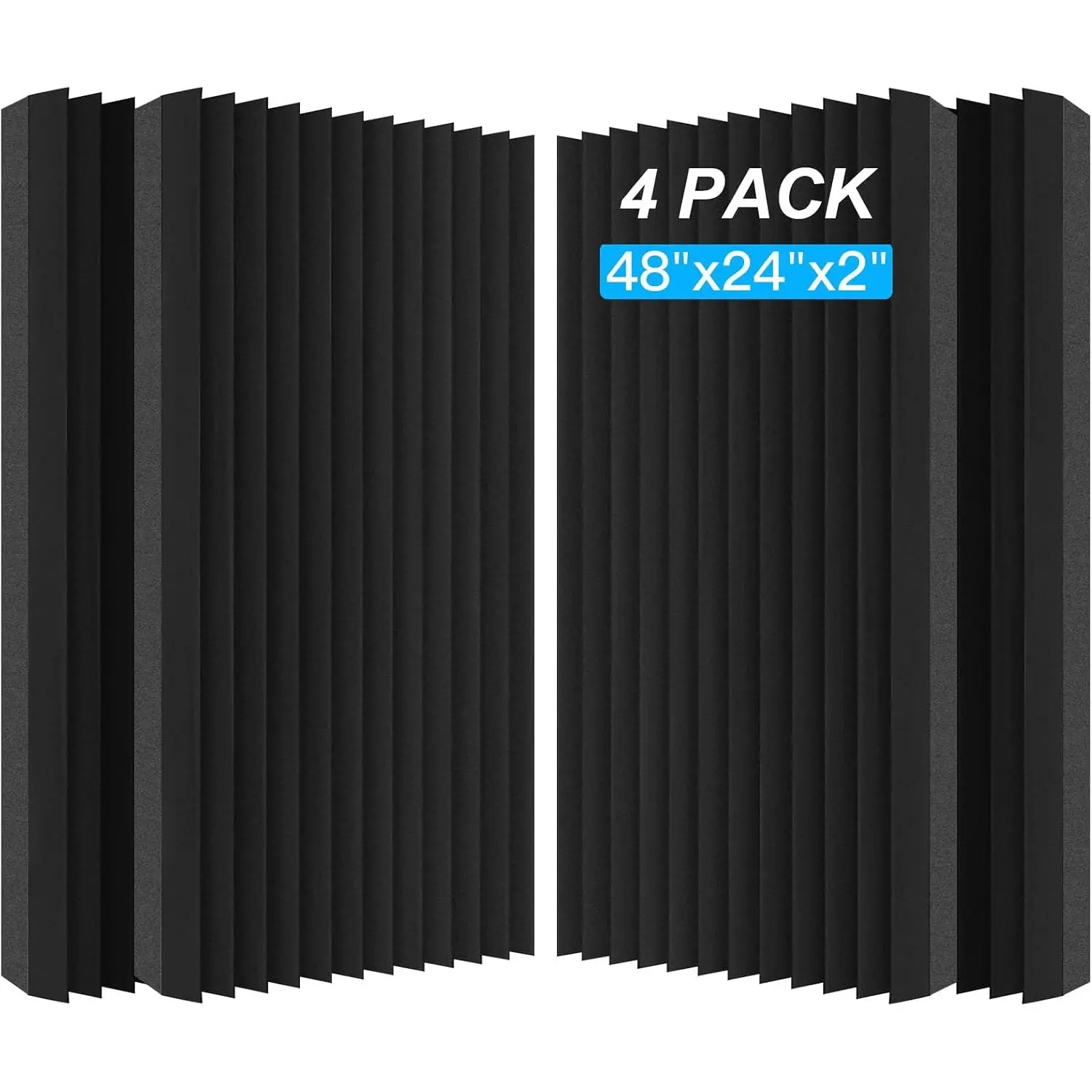 4 Pack Sound Proof  Panels, 48"×24"×2" Soundproof Wall Panels | High Density Studio Wedge Tiles Fire Resistant Acoustic Panels for  Office, Recording Room, Studio